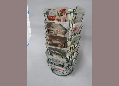 Metal Store Postcard Rack With Cards
