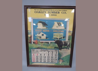 1921 Oakley Lumber Co. Framed Calendar