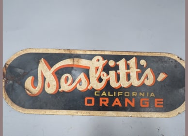 Nesbitts Orange Embossed Metal Sign