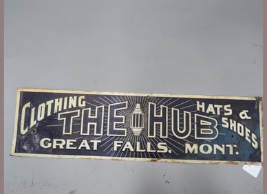 Embossed The Hub Metal Sign