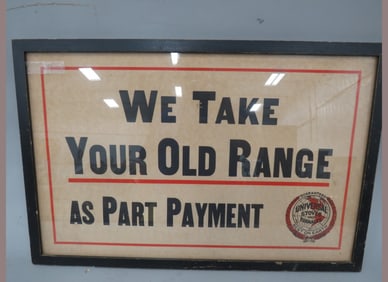 Universal Stove And Furnace Framed Cardboard Sign