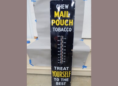 Porcelain Mail Pouch Thermometer HTF 1936