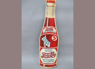 Pepsi-Cola Double Dot Bottle Sign