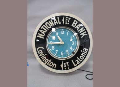 National Bank Triple Neon Clock