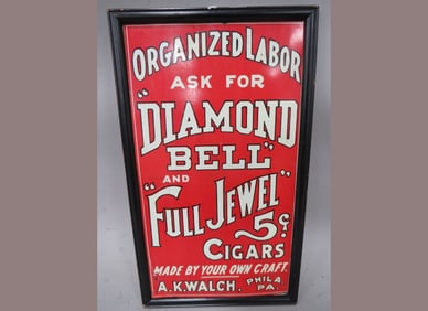 Enamel Metal Diamond Bell 5¢ Sign