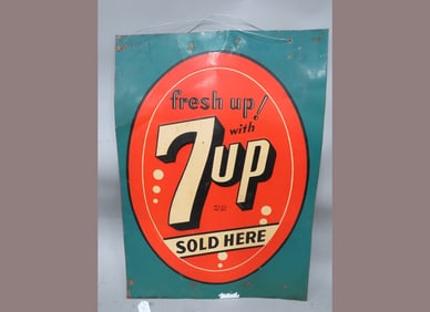 RARE Embossed 7up Sign