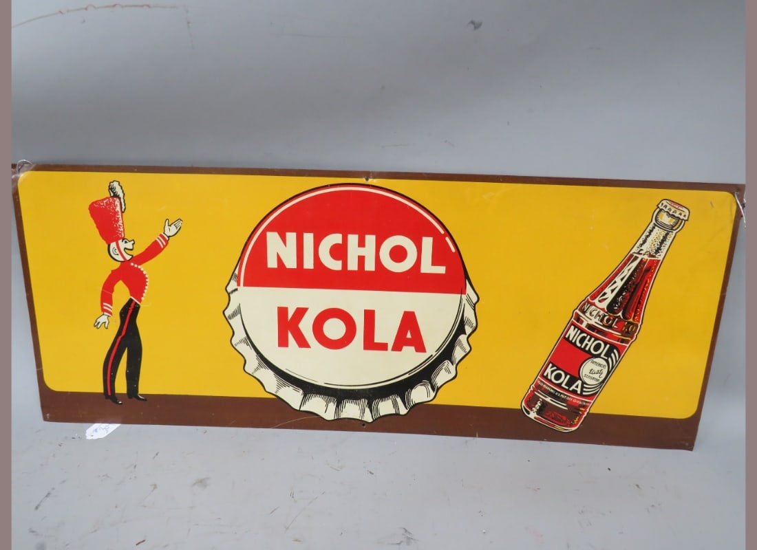 Nichol Kola Single-Sided Sign: 1936, with great color. 12" x 30"