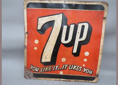 Embossed 7-Up Metal Sign
