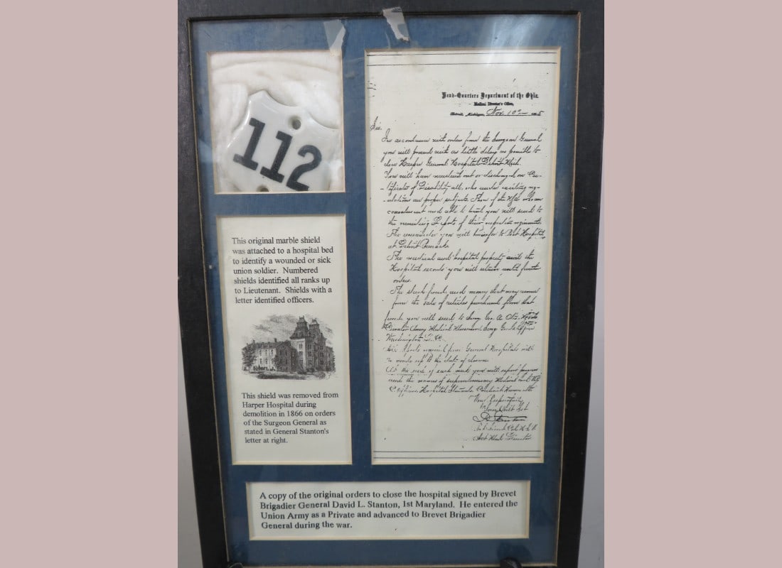 Civil War Wounded Soldier Bed Tag: FRAMED w/ history