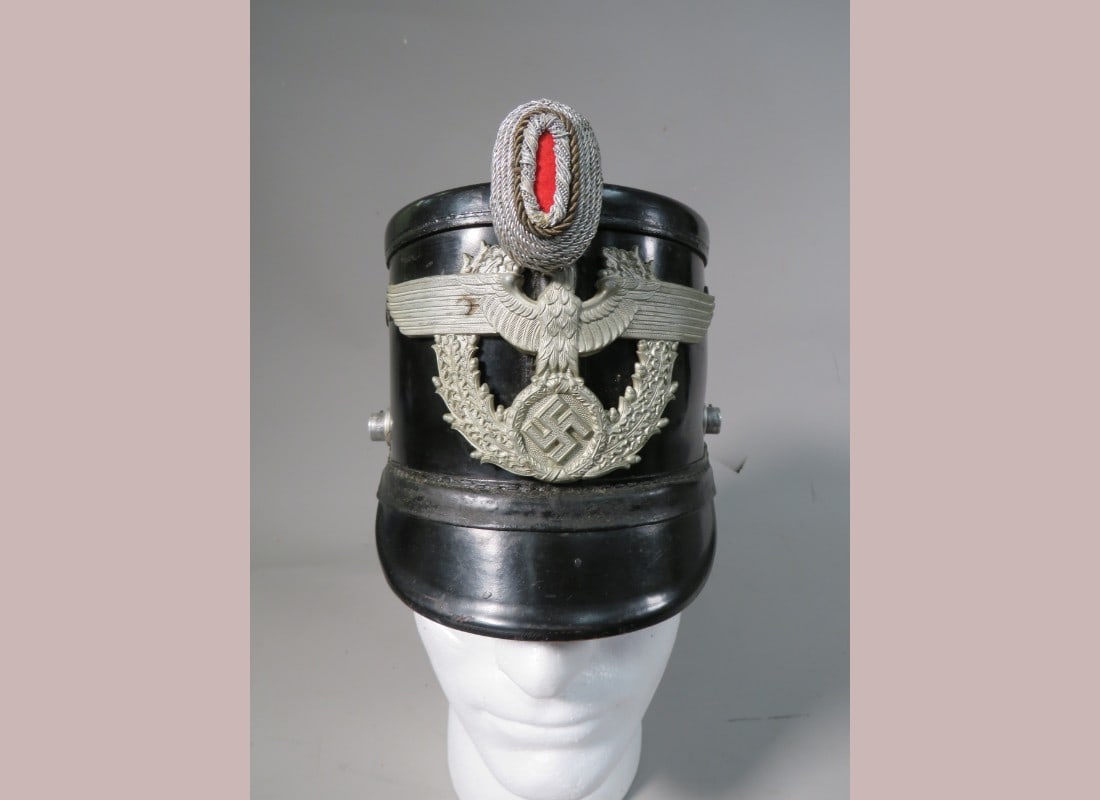 WWII German Police Shako Helmet: w/ Liner and Emblems Size 56.5