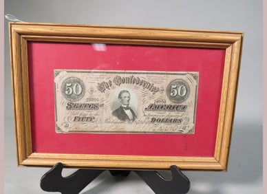 Framed 1864 Confederate $50 Note