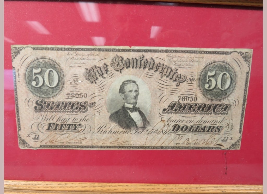 Framed 1864 Confederate $50 Note - 2