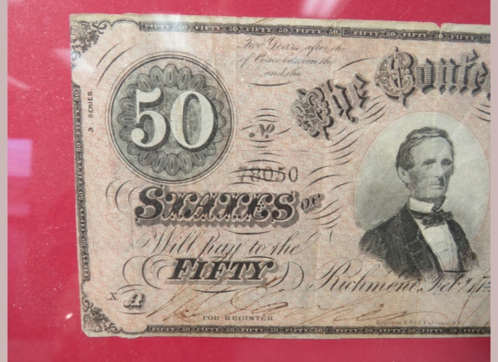 Framed 1864 Confederate $50 Note - 4