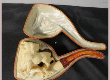 Lg. Antique Figural Dog Meerschaum Pipe