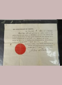 1861 Civil War Confederate Commission Letter