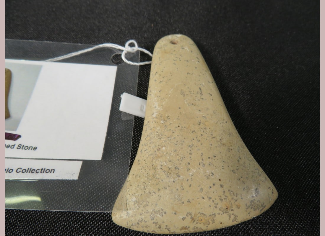 Native American Polished Stone: Huron Co, OH Pendent celt