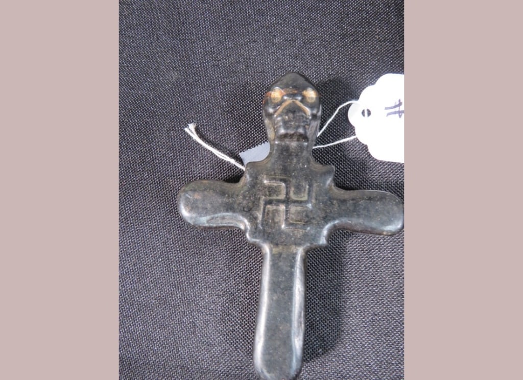 3rd Reich Black Cross Pendant: w/ Skull head 3.5"