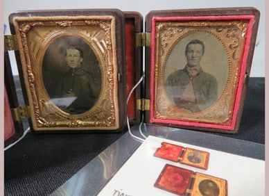 2- 6th Plate Civil War Cased Images- Seated Soldier