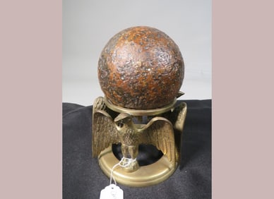 Cannon Ball in Brass Eagle Stand