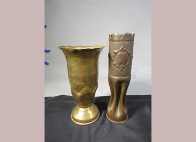 2- Trench Art Shell Casing Vases