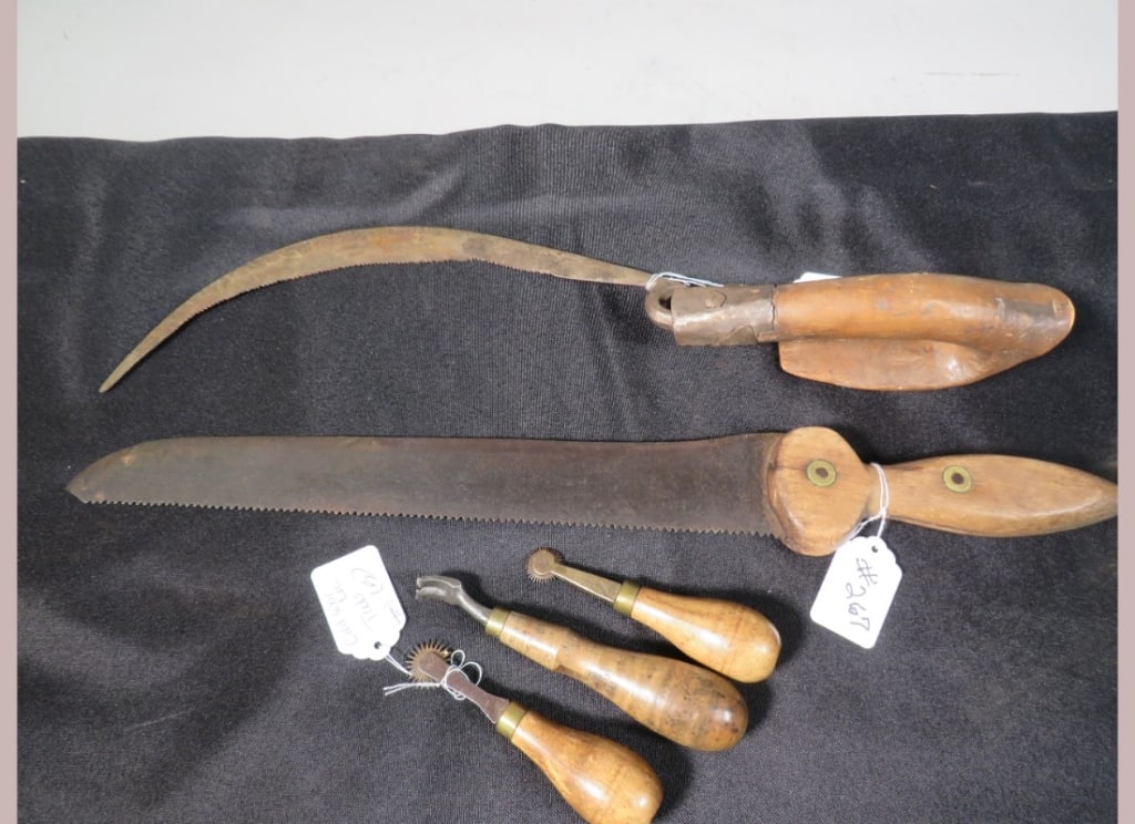 5- Civil War Tools: Lot includes Amputation Saw 12" saw blade