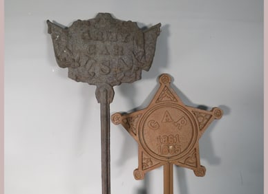2- Metal GAR Grave Markers