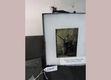 Tin-type - Man Holding Gun & Wearing Medals