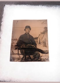 Tin type-Civil War Soldier in Camp