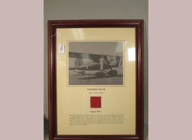 Amelia Earhart Framed Fabric Swatch from First Flight 1932