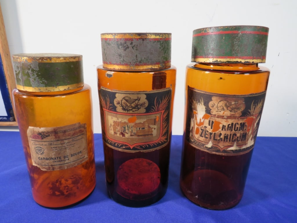 3-19th Century Amber Apothecary Jars (1 of 7)