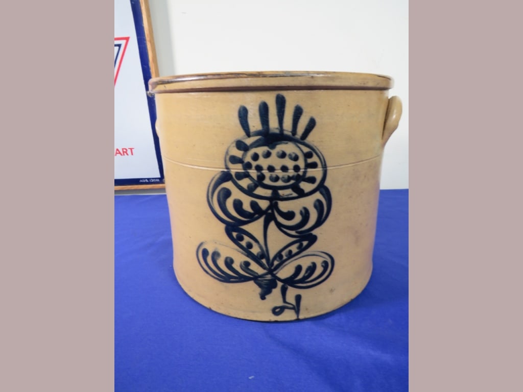 4 gal. New England Stoneware Crock: Sunflower decor