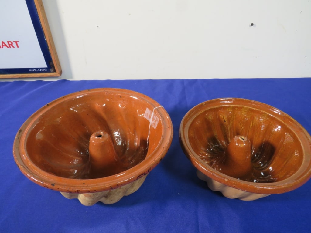 2-French Vintage Jello Molds/Bundt Cake: Stoneware 5 x10