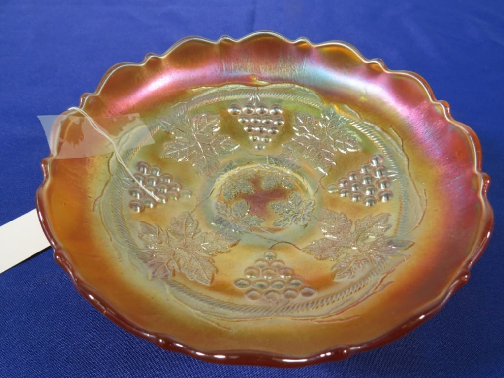 Fenton Carnival Grape & Marigold Ice Cream Bowl: No Cracks or Chips