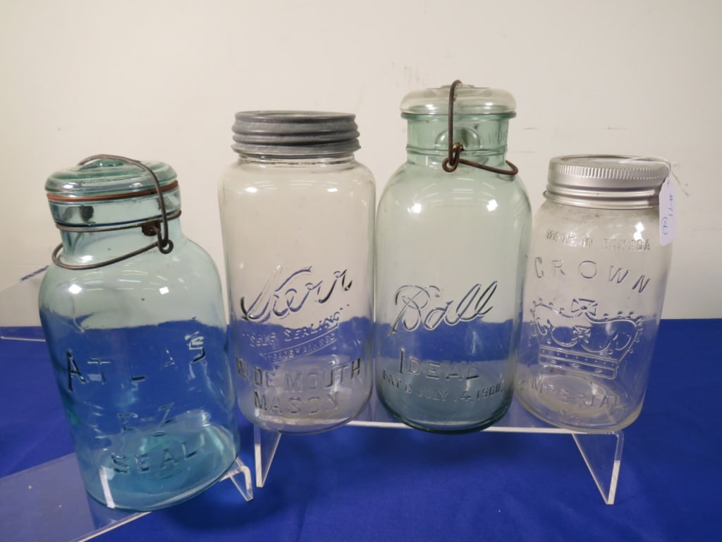 4-Fruit Jars: 2-Glass Lids/2-Zinc Lids