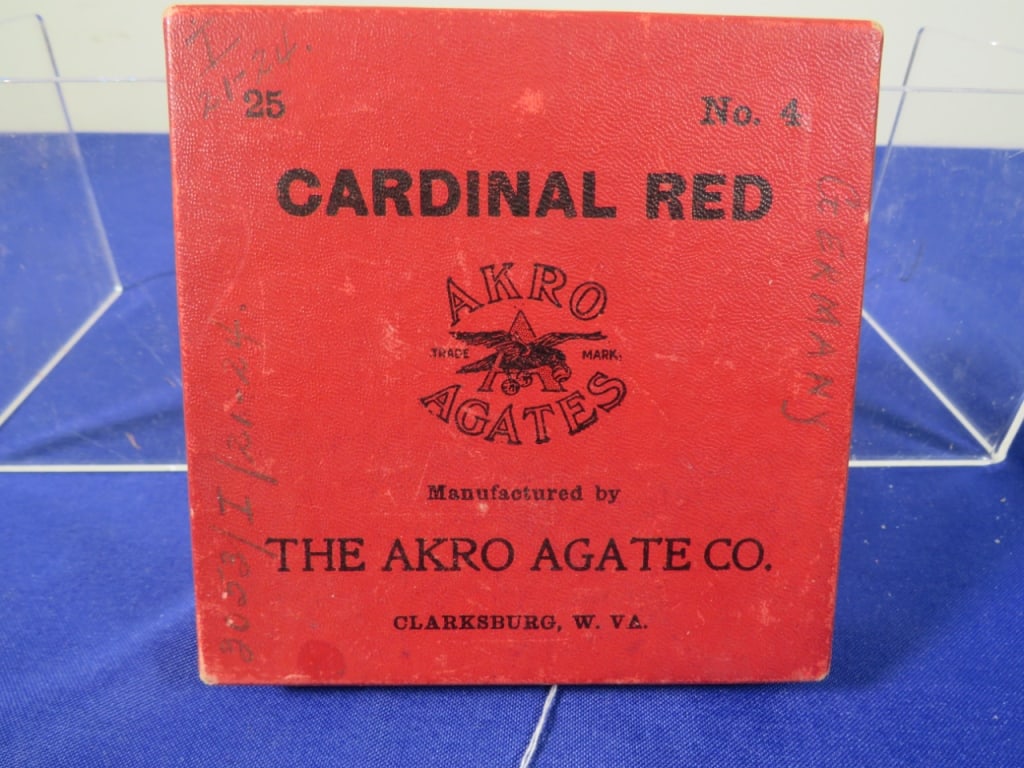 RARE AKRO Agate Cardinal Red No.4 Box Marbles (1 of 3)