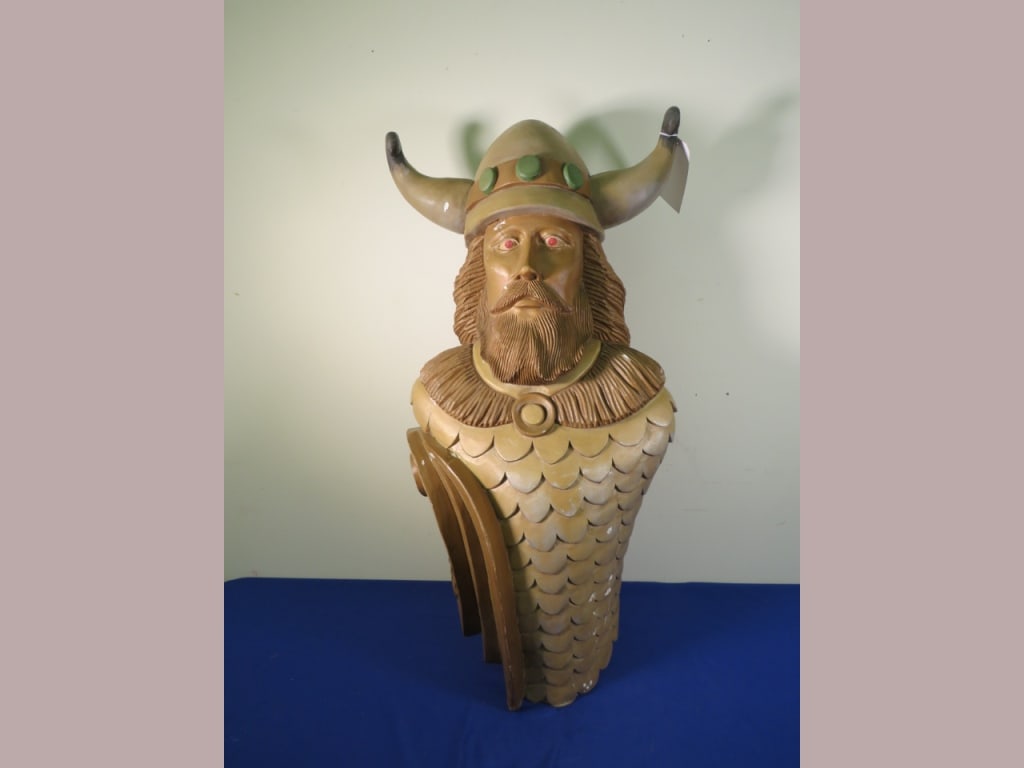 Wooden Viking Ship Mast: Carved/Painted 38 x 18 x 11