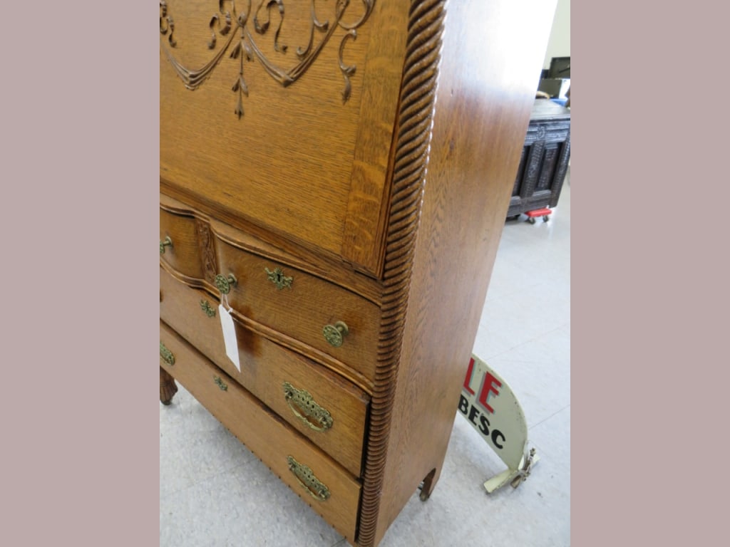 Oak Secretary Bookcase - 11