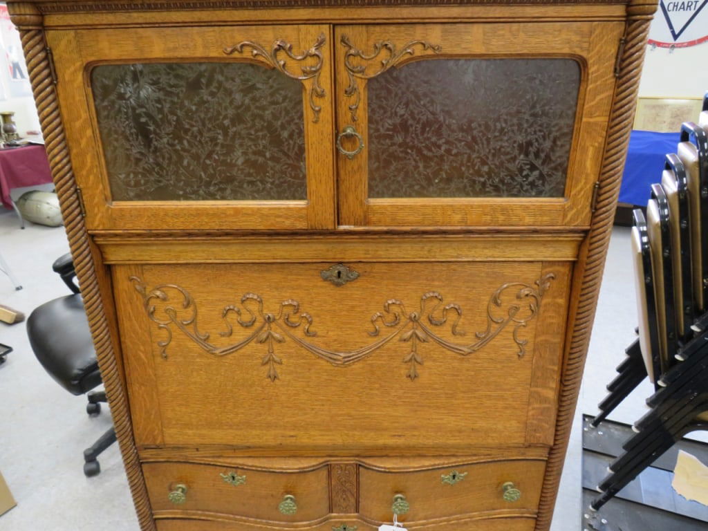 Oak Secretary Bookcase - 3