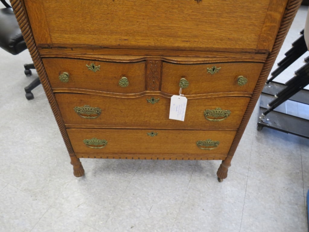 Oak Secretary Bookcase - 4