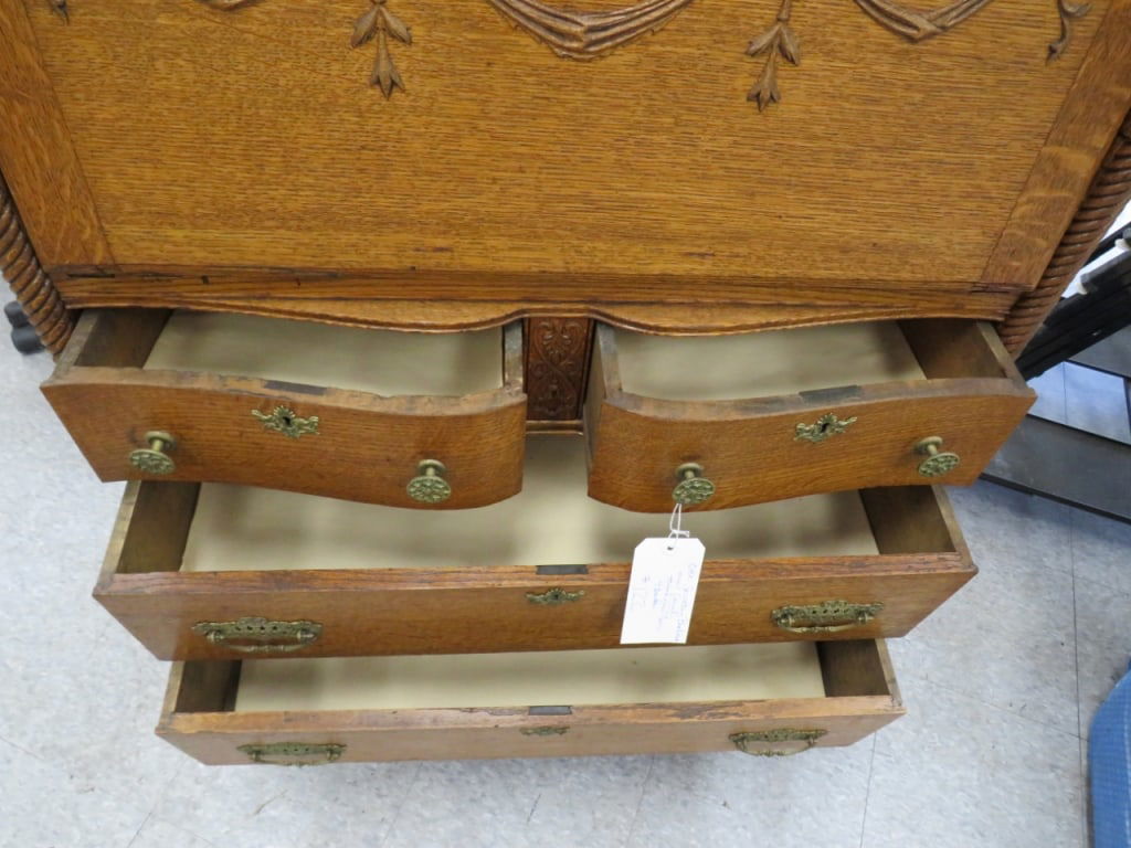 Oak Secretary Bookcase - 8