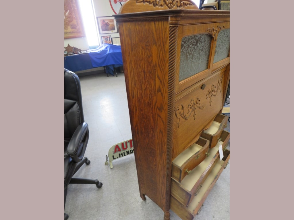 Oak Secretary Bookcase - 9