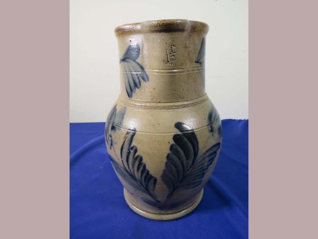 1.5 gal. Remmey/Philadelphia D?cor Pitcher: Alot of Cobalt decor Nice cond. Light hairline in bottom