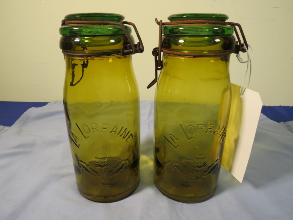 2-French Early 1900's Farmhouse Canning Jars: w/ lids