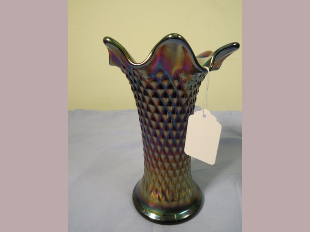 Northwood Carnival Amethyst Diamond Point Vase: Good condition no cracks or chips