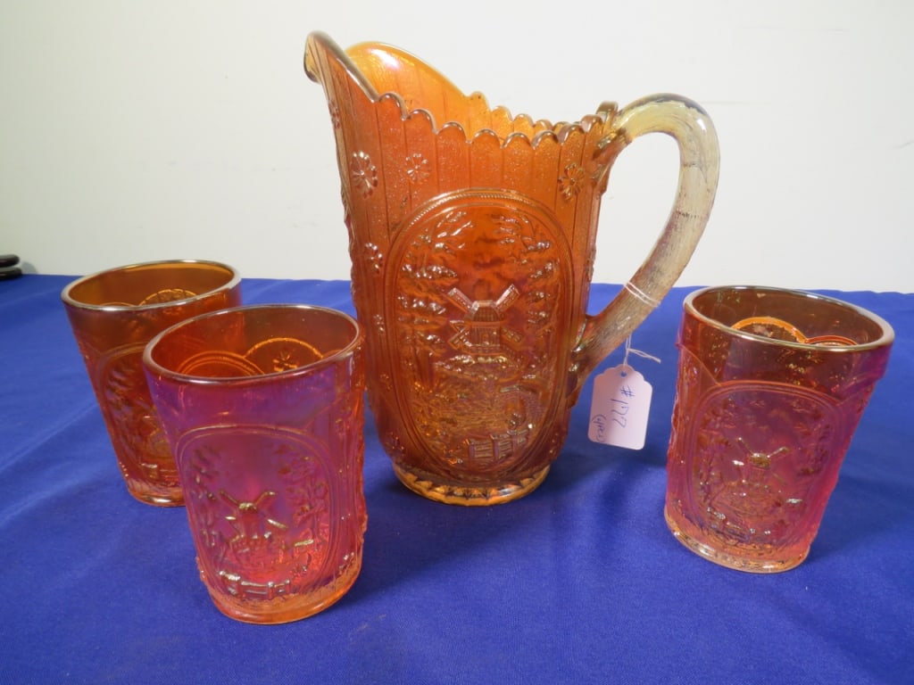 Imperial Carnival Marigold Windmill Water Set: No cracks or chips