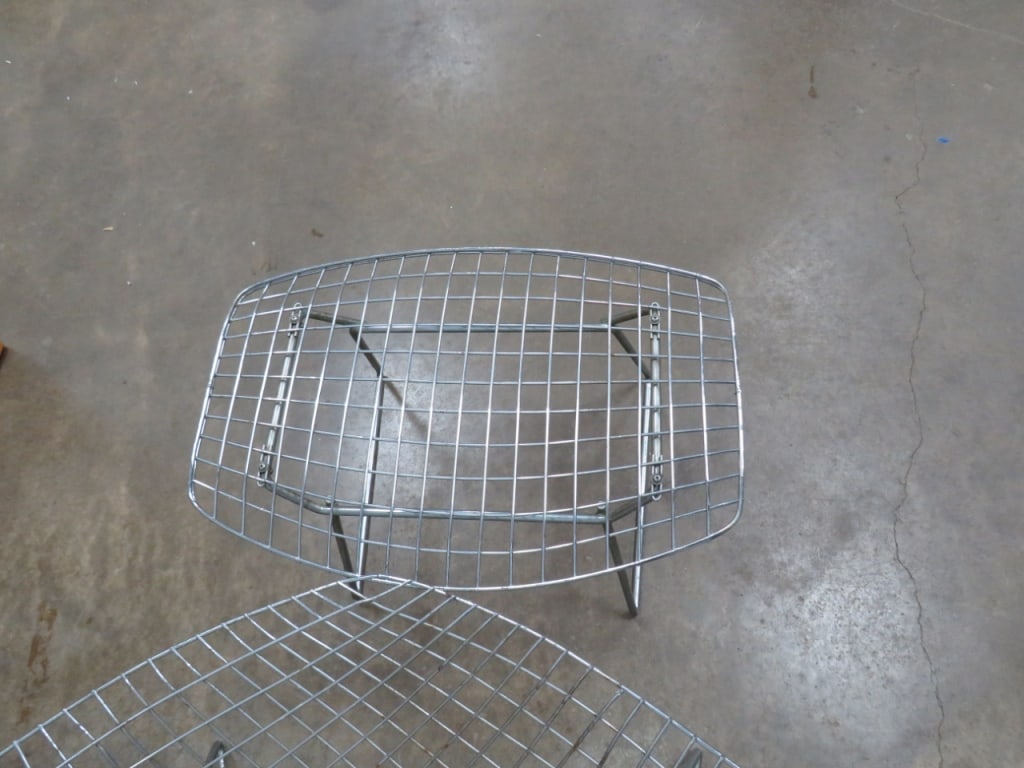 2 pc. Bertoia Diamond-pattern metal mesh Chair/Ottoman - 5