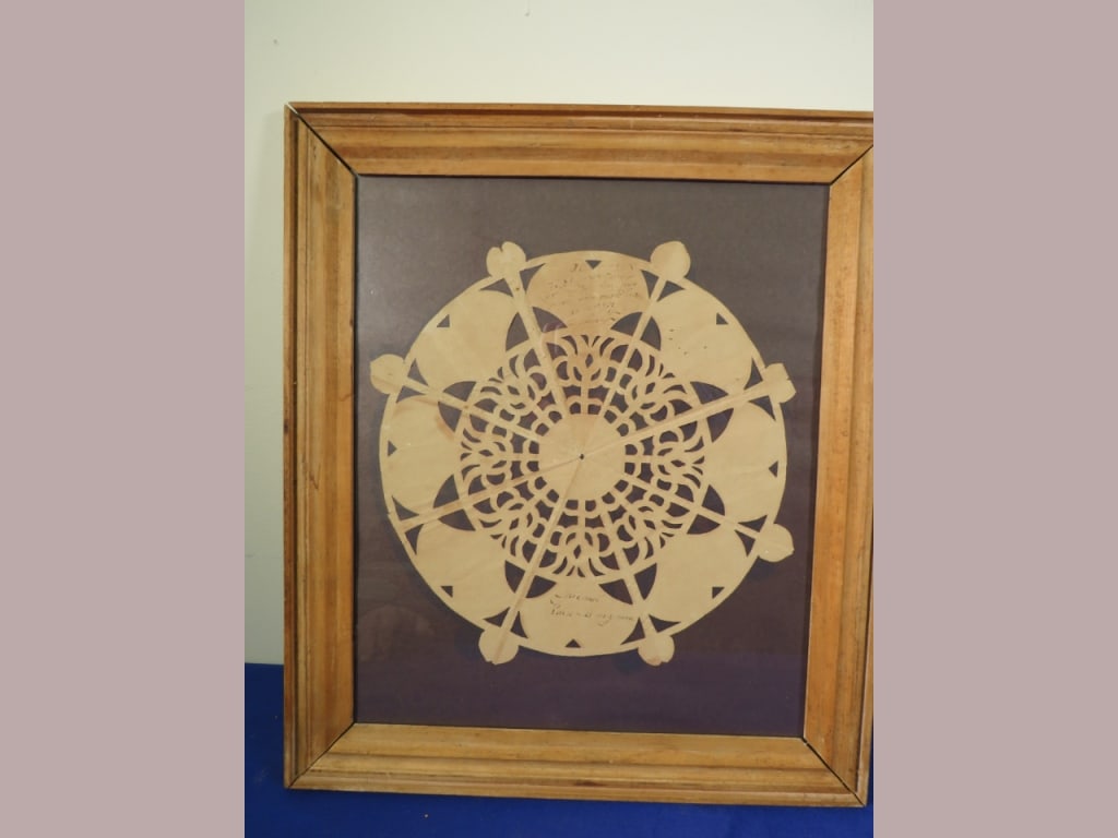 1832 Framed Valentine Cut-out: from PA 21 x 17. signed by sender.