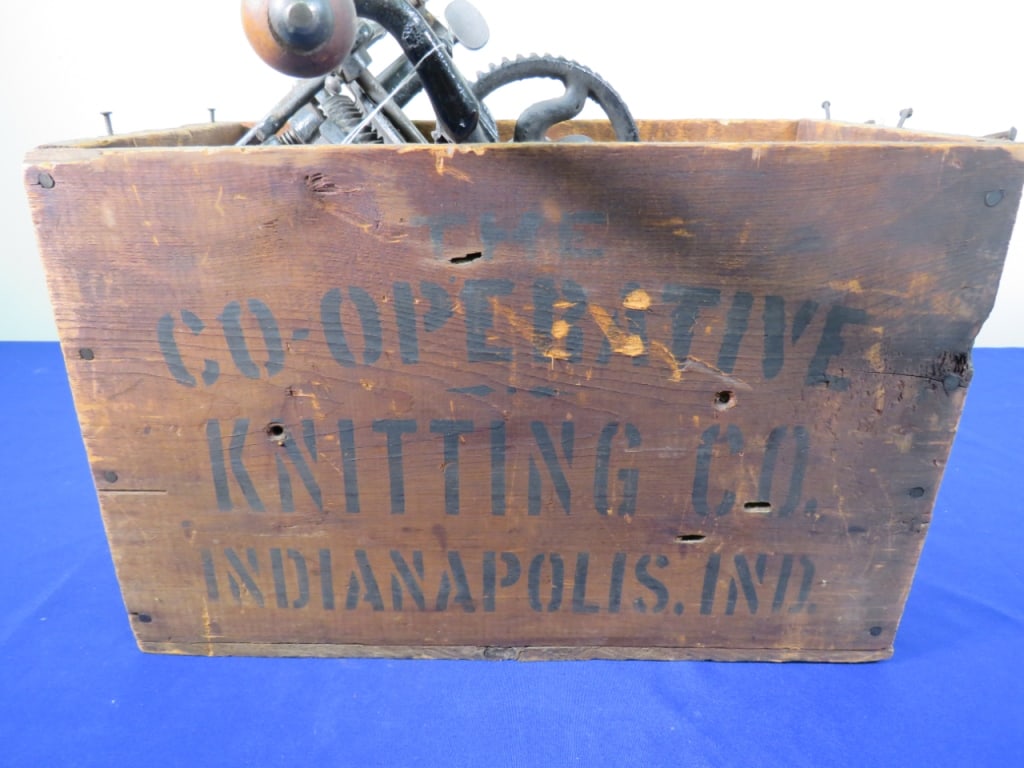 Antique Original CI Sock Knitter: Likely a Gerhart Family Knitter w/ box 10 x 16 x p