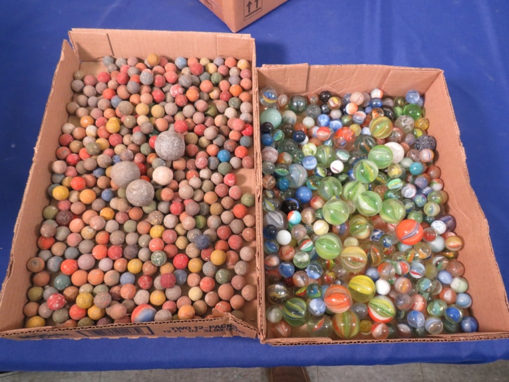 2-Boxes Misc. Marbles: some clay "as found" cond