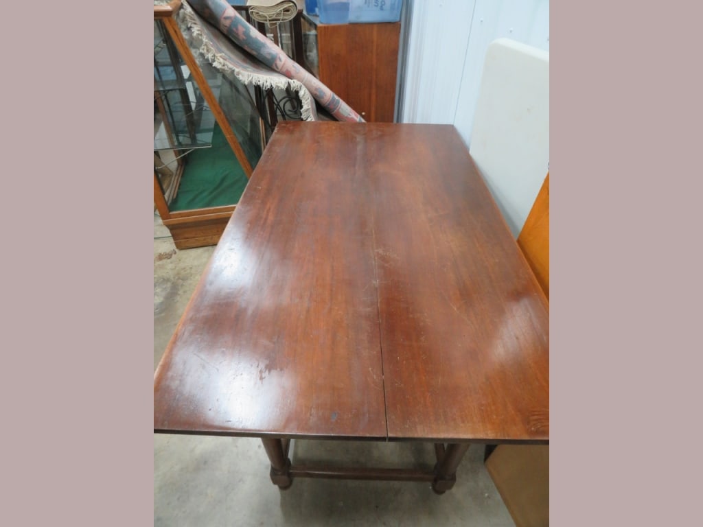 Early Primitive Stretcher-base Farm Table - 2